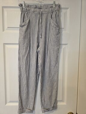 American Eagle Outfitters Blue & White Striped Drawstring Chinos Size Small